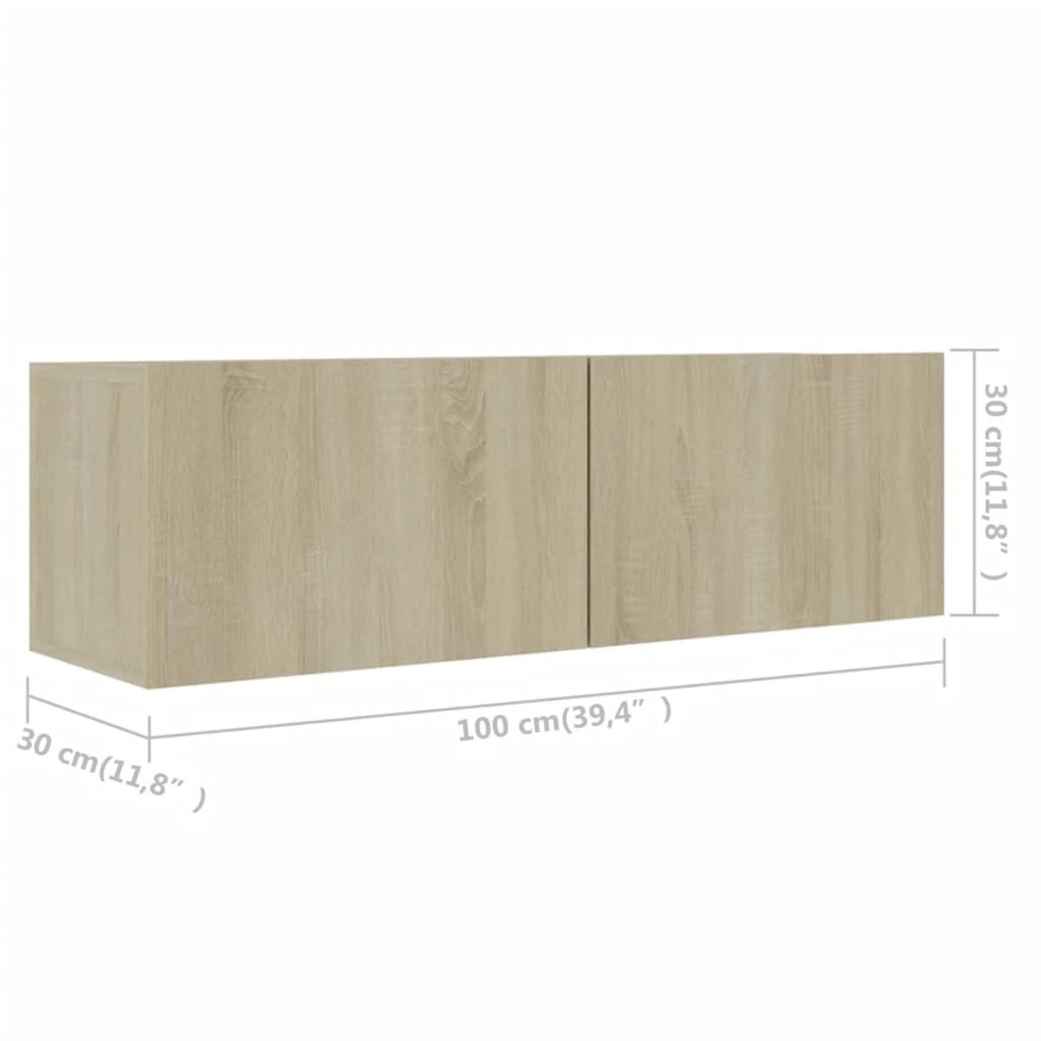 VidaXL TV-Schrank Sonoma-Eiche, Holzwerkstoff, 100x30x30cm, Teil einer 6-teiligen Wohnwand.