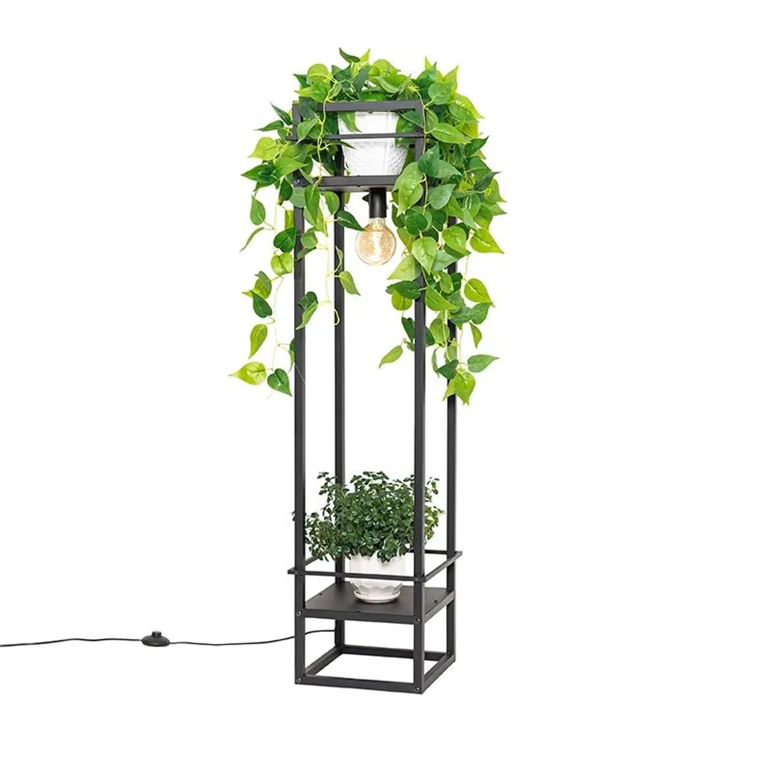 QAZQA Industrielle Stehlampe Schwarz Cage Rack