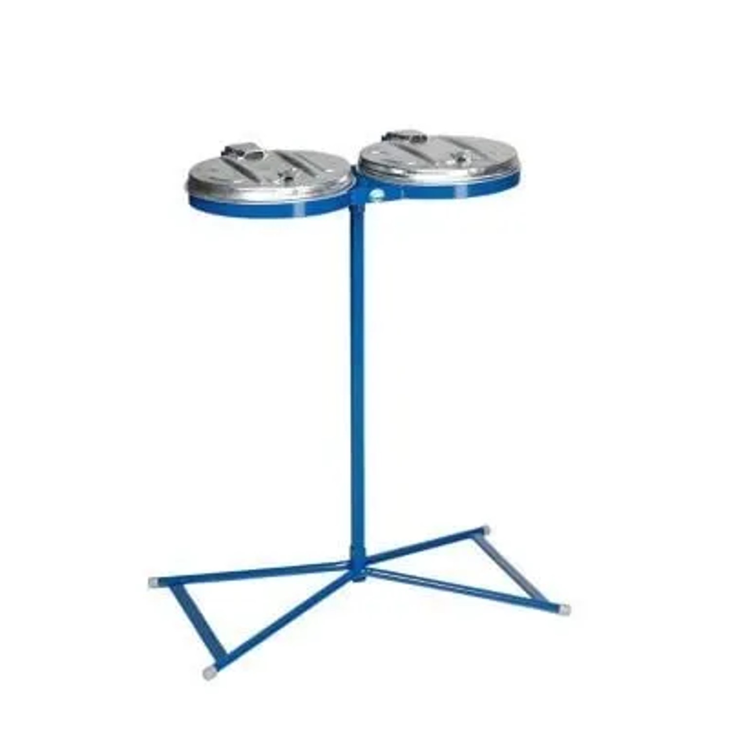 PROREGAL Robuster Doppel Abfallsammler Mit Metall Deckel Stationär 2 x  120 Liter HxBxT 98 x 85 x 48 cm Stahl Blau Verzinkt