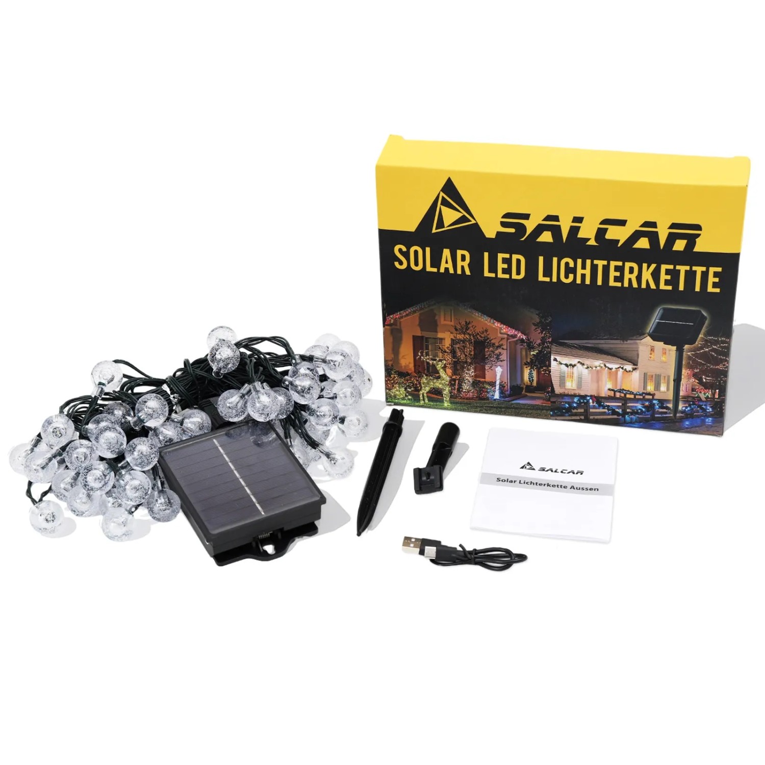 Salcar Solar LED Lichterkette Außen 5M 20 LEDs Kaltweiß