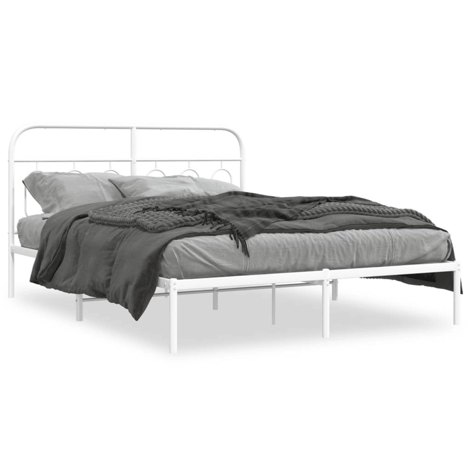 vidaXL Bettgestell mit Kopfteil Metall Weiß 140x190 cm 377166 günstig online kaufen