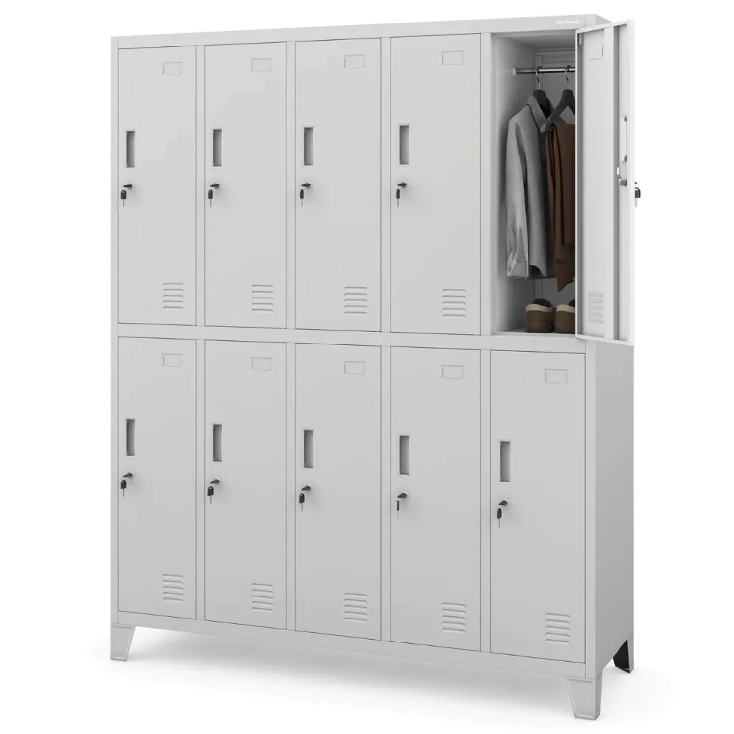 JAN NOWAK Umkleideschrank Spind BARTEK 10 Abteile 172 x 136 x 45 cm Grau