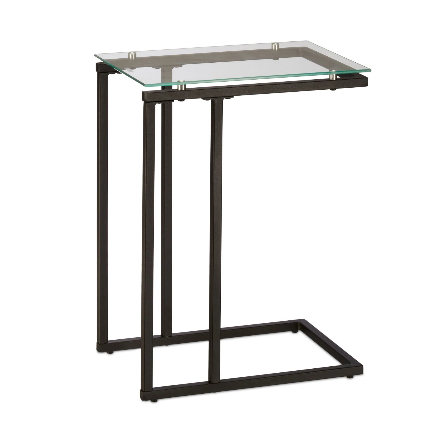 Relaxdays Beistelltisch Glas Metall Schwarz Transparent U Form 60 cm x 30 cm x 45 cm 4,2 kg