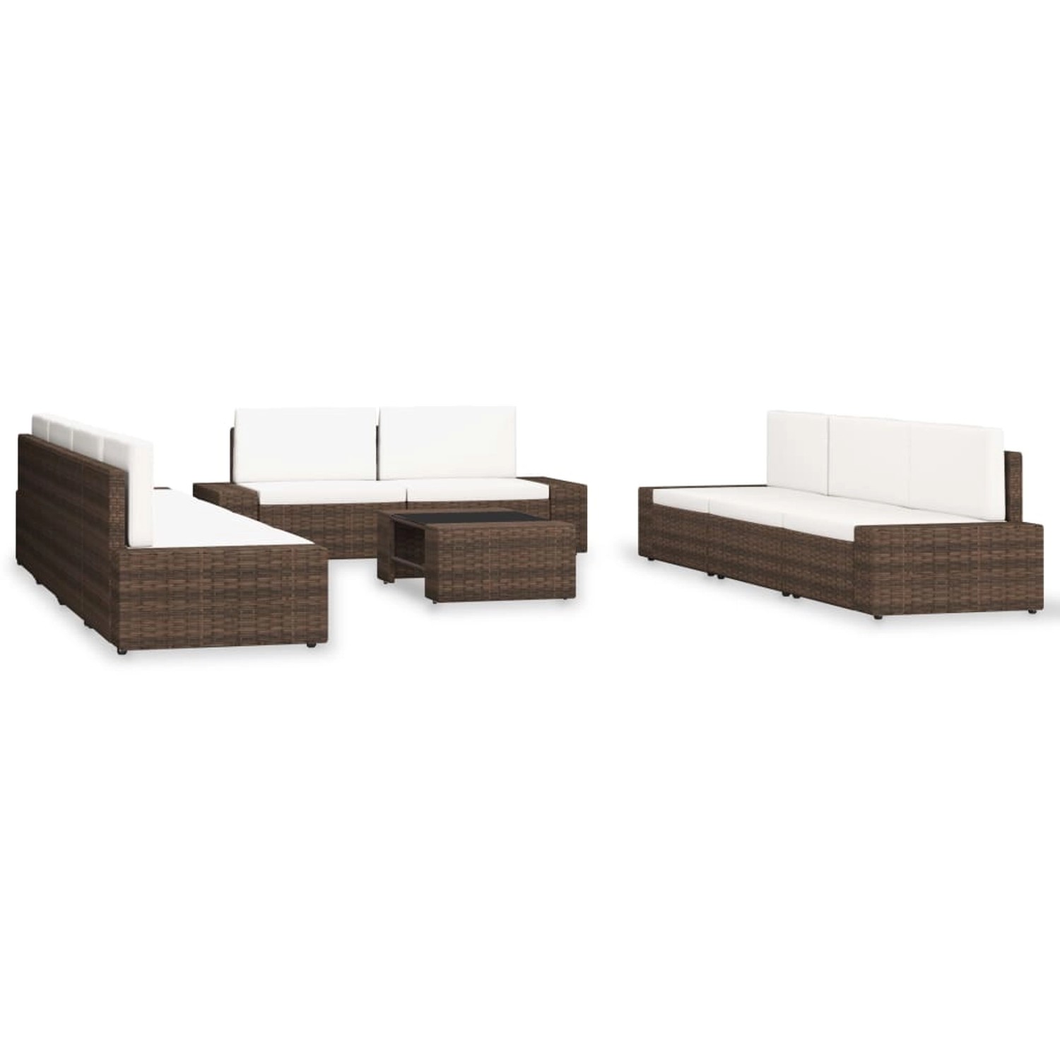vidaXL 10-Tlg Garten-Lounge-Set Poly Rattan Braun 3054595