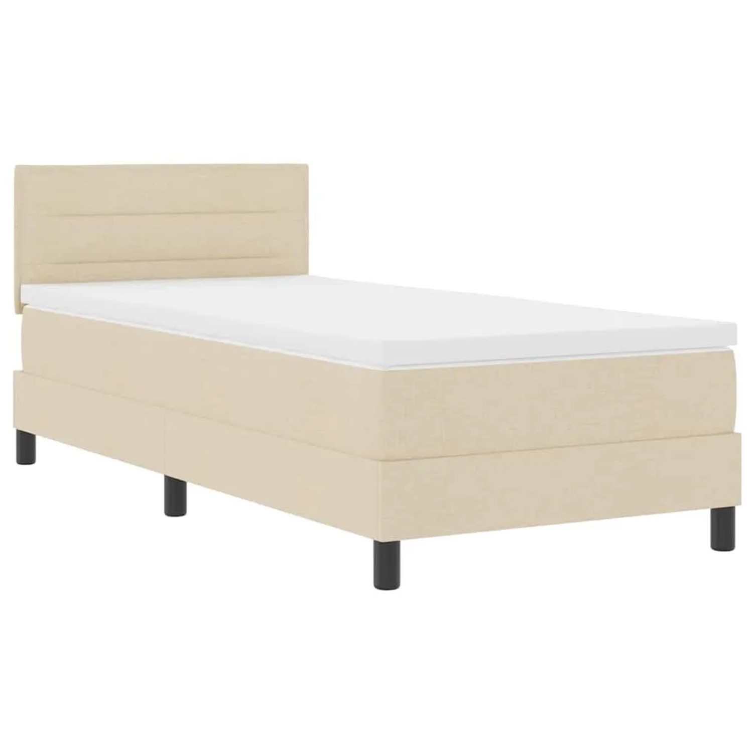 vidaXL Boxspringbett mit Matratze mit LED Creme 90 x 190 cm Stoff 3342098