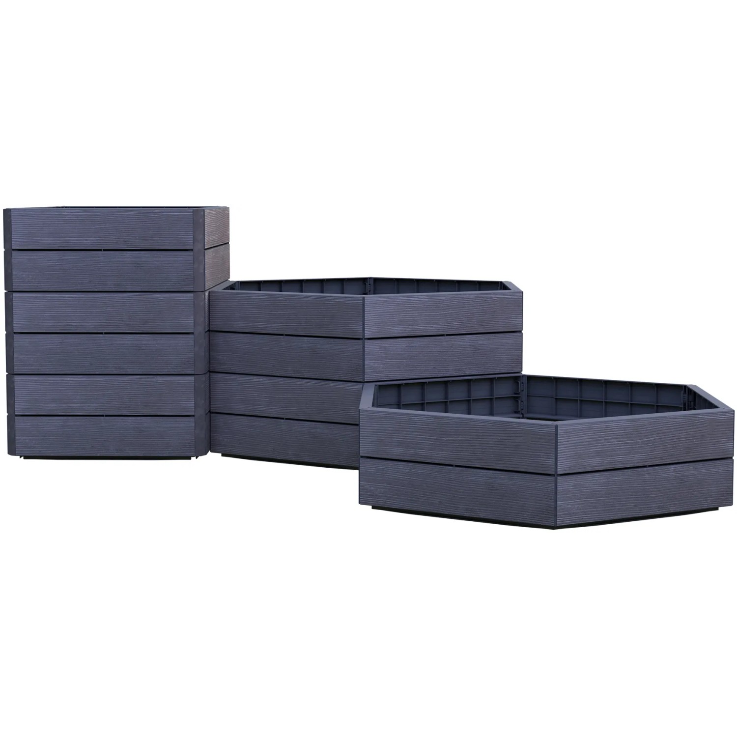 Garantia Hochbeet Ergo Vario 3 Wood, Kunststoff-Hochbeet Set mit verschiedenen Aufbauvarianten.