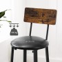 Detailansicht: Vasagle Barhocker 2er Set, braun-schwarz, mit Rückenlehne und PU-Sitz.