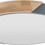 Graue LED-Deckenleuchte Borneo (Ø 31 cm) mit Holz-Akzent für Wohnräume.