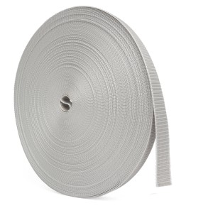 Grauer Bauheld Rollladengurt, 50m Rolle, 20mm breit. Gurtband für Rollladen.