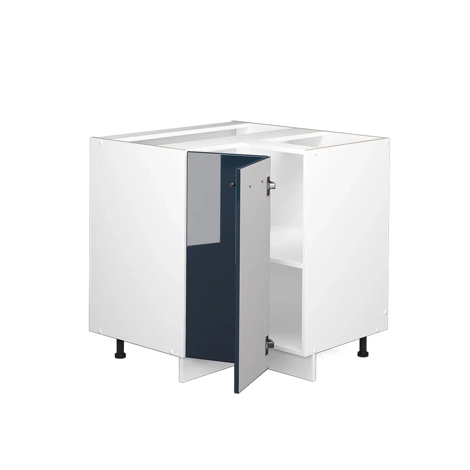 Vicco Eckunterschrank Fame-Line DunkelBlau Hochglanz Weiß 81 cm AP Eiche