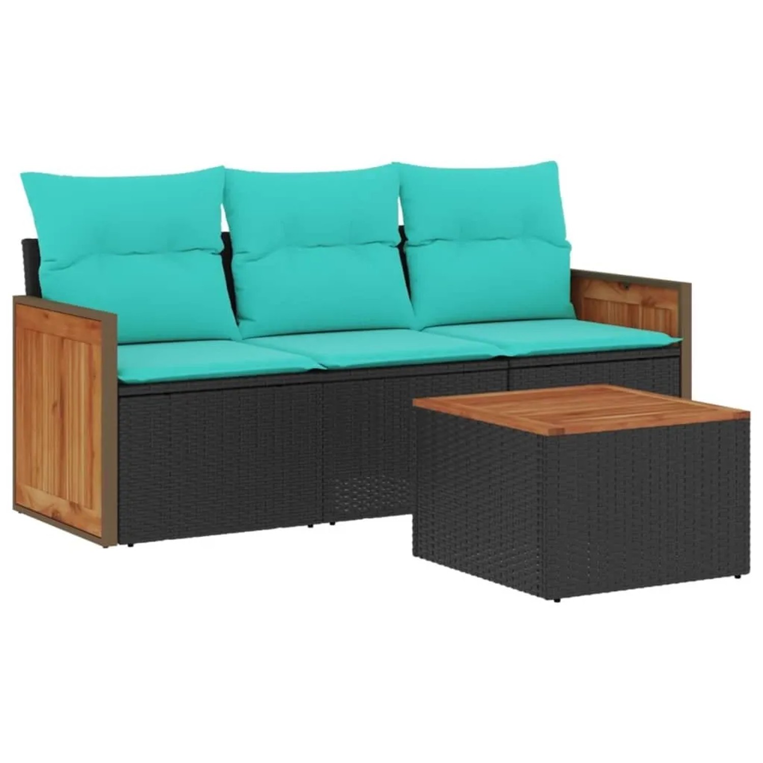 vidaXL 4-Tlg Gartensofa-Set mit Kissen Schwarz Polyrattan 3227443 günstig online kaufen