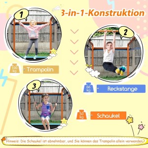 Costway 3 In 1 Kindertrampolin 190 x 124 x 222 cm Blau & Orange