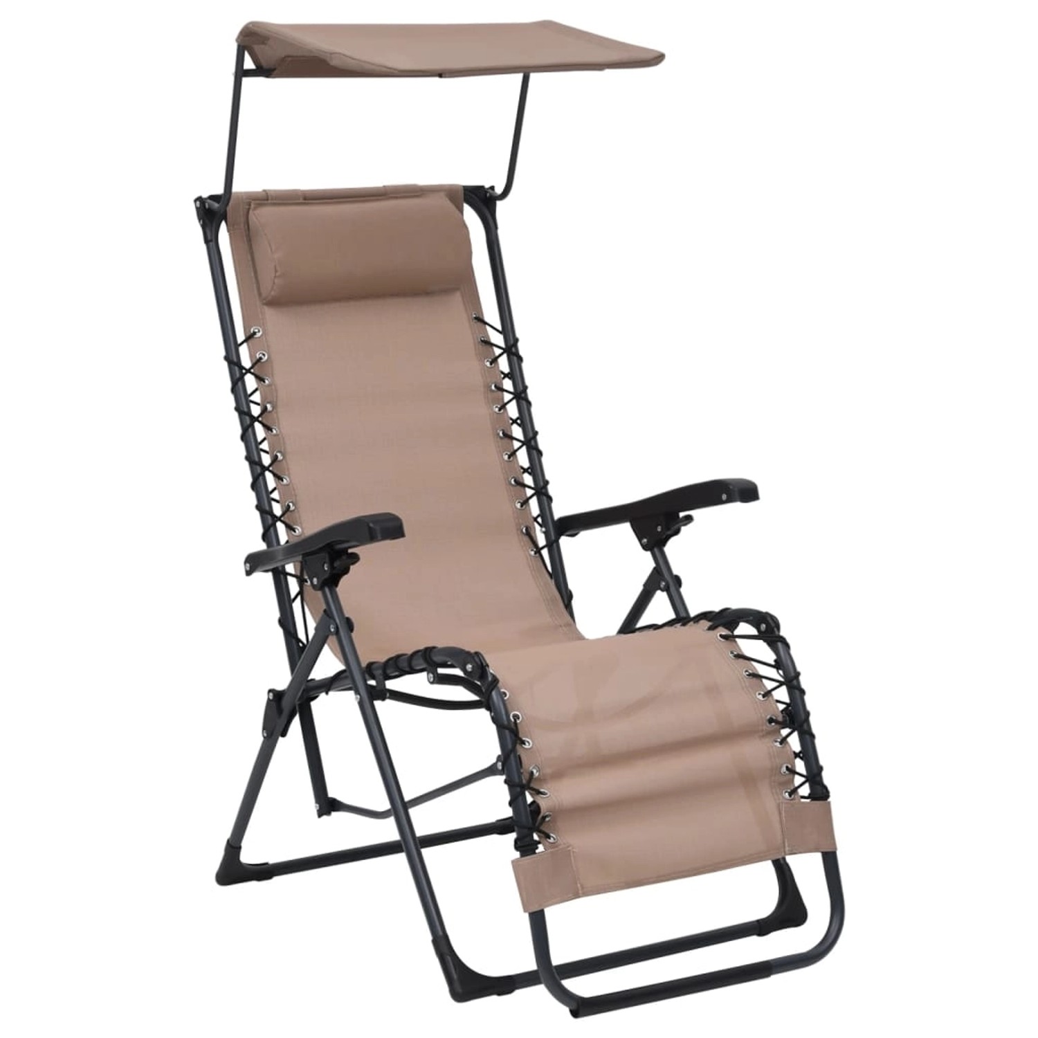 vidaXL Liegestuhl Klappbar Textilene Taupe 312469