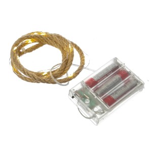 Marelida LED Lichterkette Seil Deko Jute Tau Kordel 20LED 1m Timer Maritim Für Innen