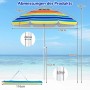 COSTWAY Sonnenschirm Strand, 178 cm, bunt gestreift, mit Maßangaben.