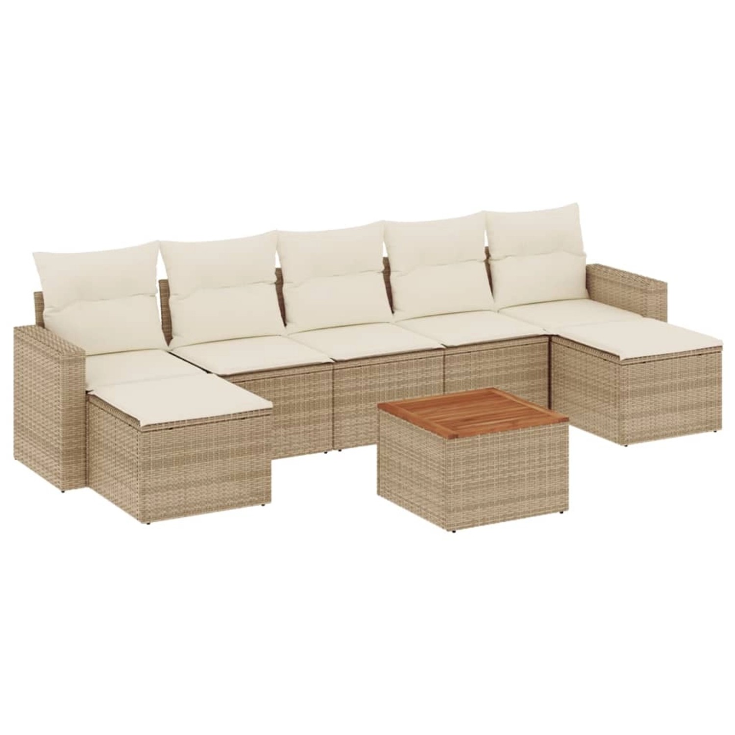 vidaXL 8-Tlg Garten-Sofagarnitur mit Kissen Beige Poly Rattan 3256583 günstig online kaufen