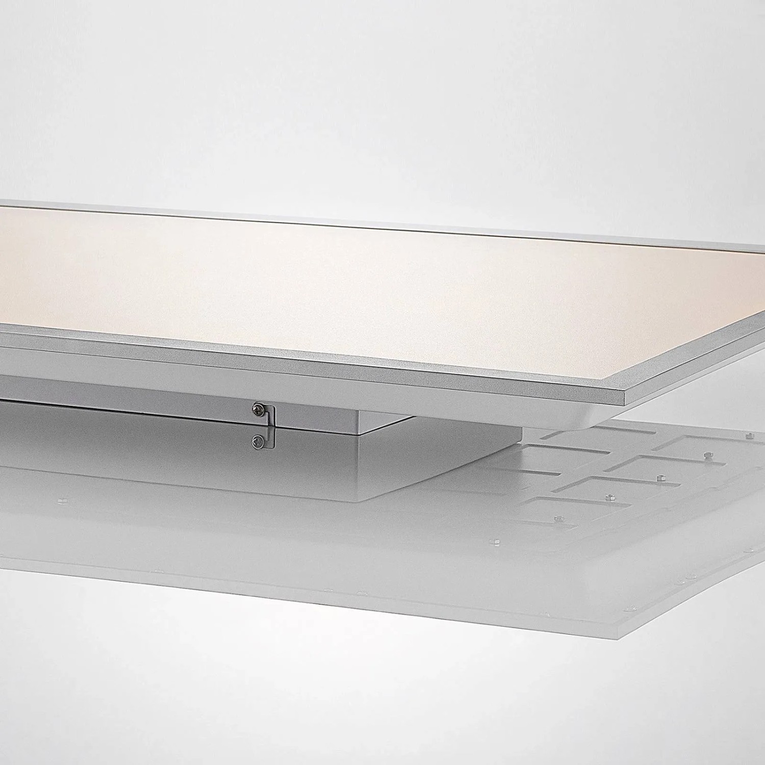 Dimmbares, weißes Lindby LED Panel Stenley mit Leselampe für die Küche.