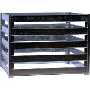 Silberner Metall-Komposter Muck mit Stecksystem, 93x93x70 cm. Ideal für Gartenabfälle.