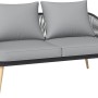 Lounge-Set Edna: 2-Sitzer Sofa mit Seilbespannung, anthrazitfarben mit beigen Kissen.