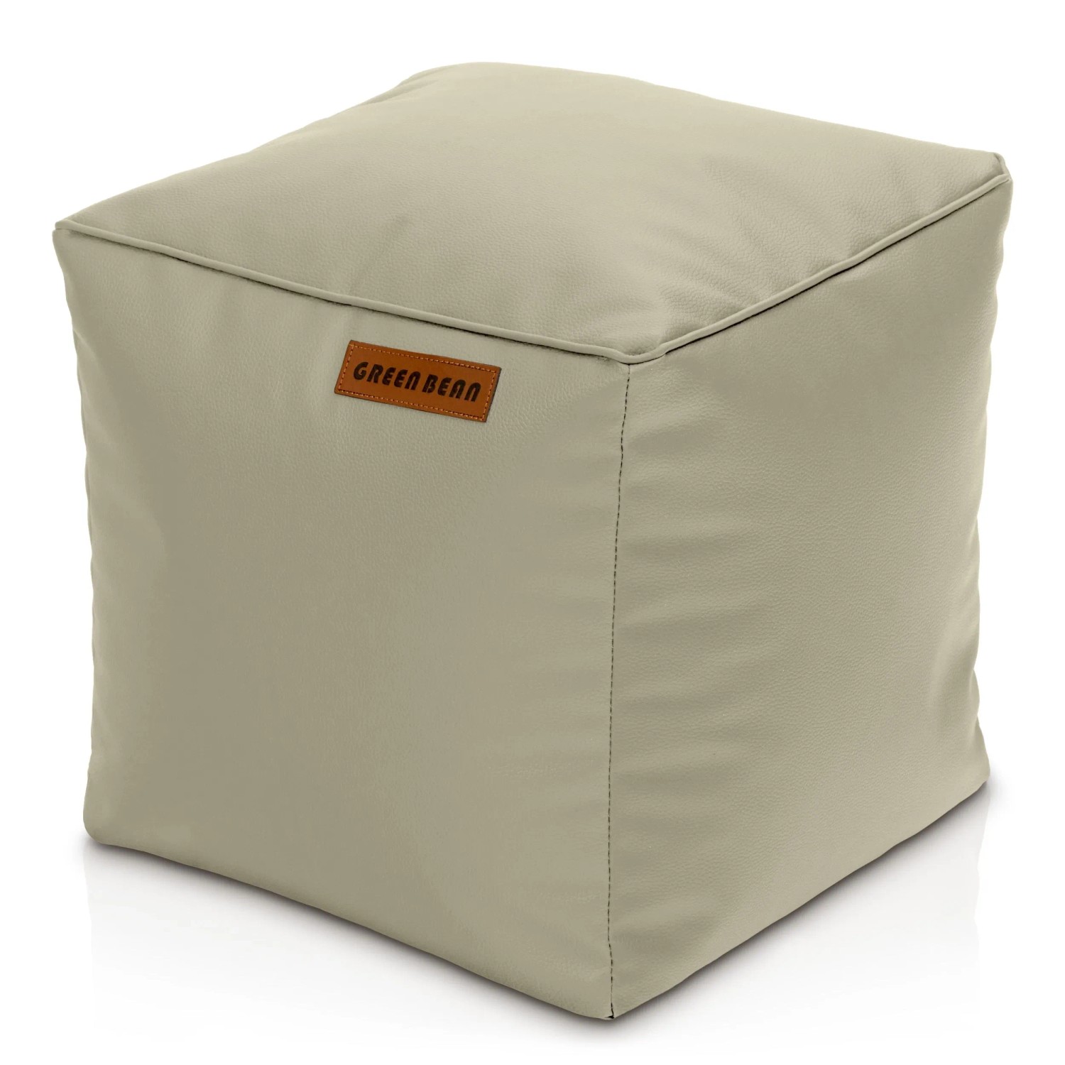Green Bean Sitzhocker Cube 40 x 40 x 40 cm Leder mit EPS-Perlen-Füllung Grau-Beige