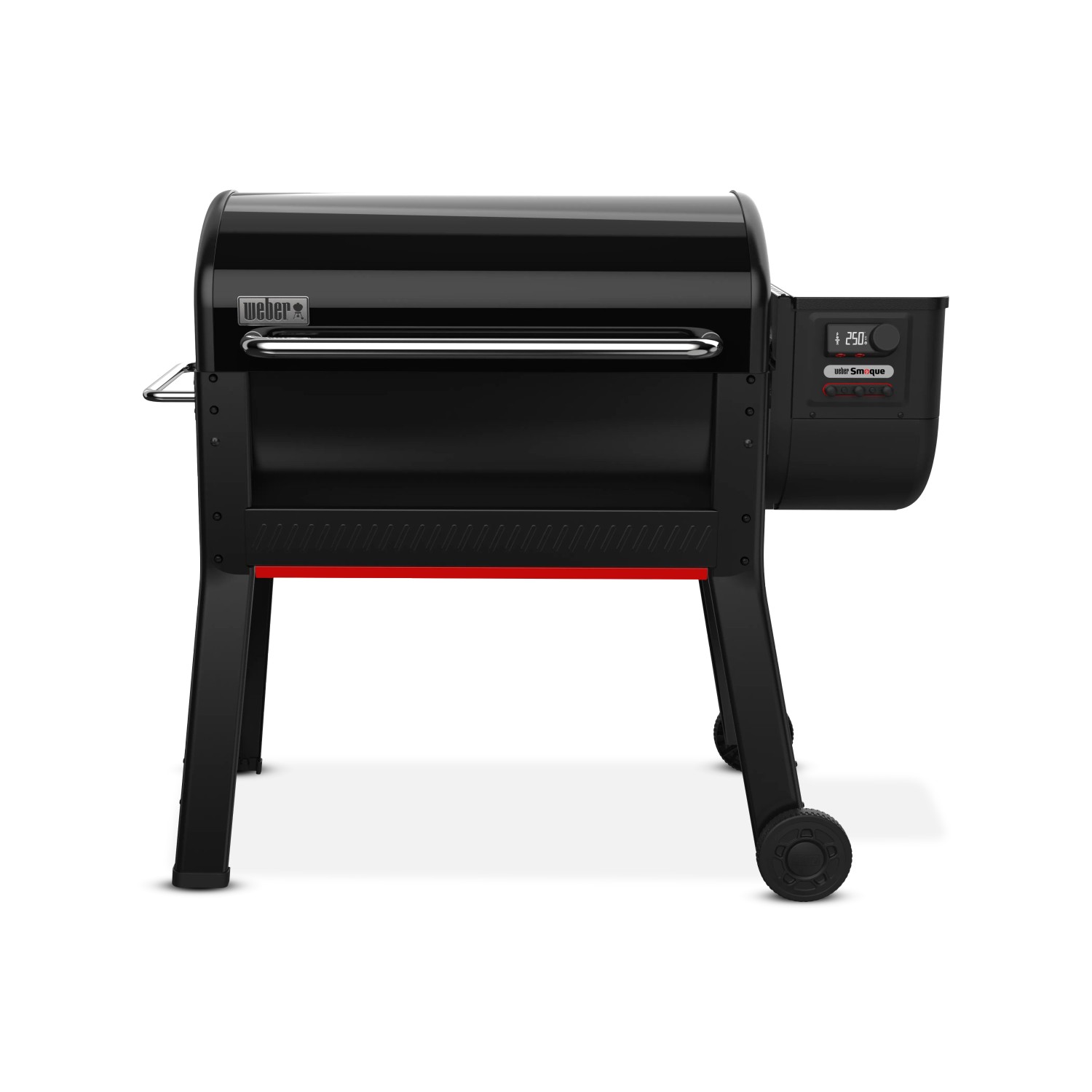 Weber Smoque XL Holzpelletgrill in Schwarz: Pelletgrill mit digitaler Steuerung und Rädern.