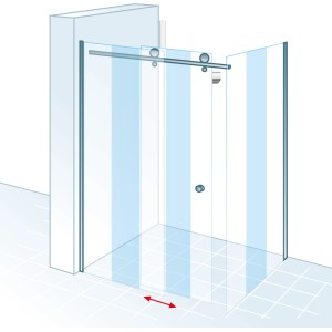 Schulte Master Class Eckdusche mit Gleittür und Seitenwand, 120x90 cm, Echtglas.