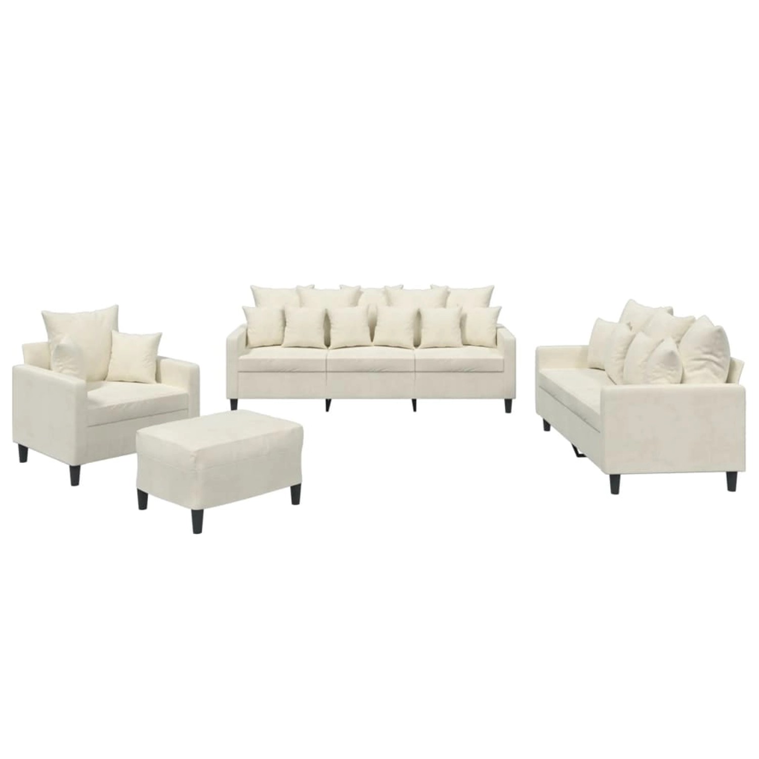 vidaXL 4-Tlg Sofagarnitur mit Kissen Creme Samt 3201698 günstig online kaufen