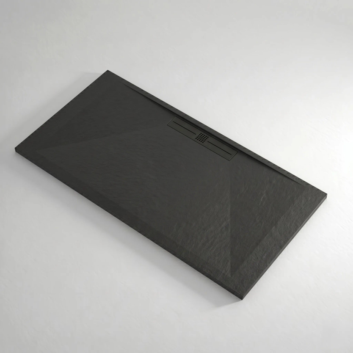 Mirlo Mineralguss Duschwanne Extra Flach Edis  Schwarz 80x210cm