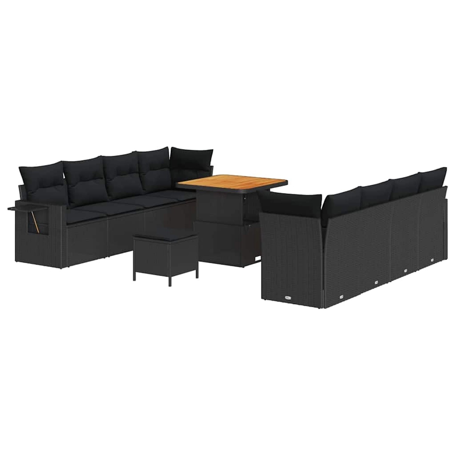 vidaXL Garten-Sofa-Set mit Speicher 11-Tlg Schwarz Poly Rattan 3361714 günstig online kaufen
