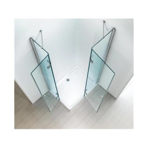 Glas Duschkabine DEMETER 90x90 mit Duschtasse, Eckeinstieg, Klarglas und Alu-Profilen.