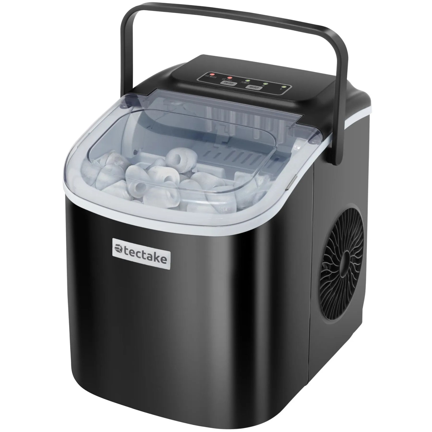 Tectake Eiswürfelmaschine Arctic 1 2 L Wassertank  2 Eiswürfelgrößen Zubereitung In 6 Bis 13 Minuten  12 kg In 24 H  30 x 24 x 29 cm Schwarz