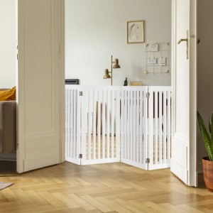 Relaxdays Absperrgitter MDF Weiß Verstellbar 91,5 cm x 204,5 cm 14,3 kg