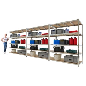 PROREGAL Mega Deal: 3 verzinkte Schwerlastregale 180x150x60cm mit MDF-Böden, ideal als Keller- oder Garagenregal.