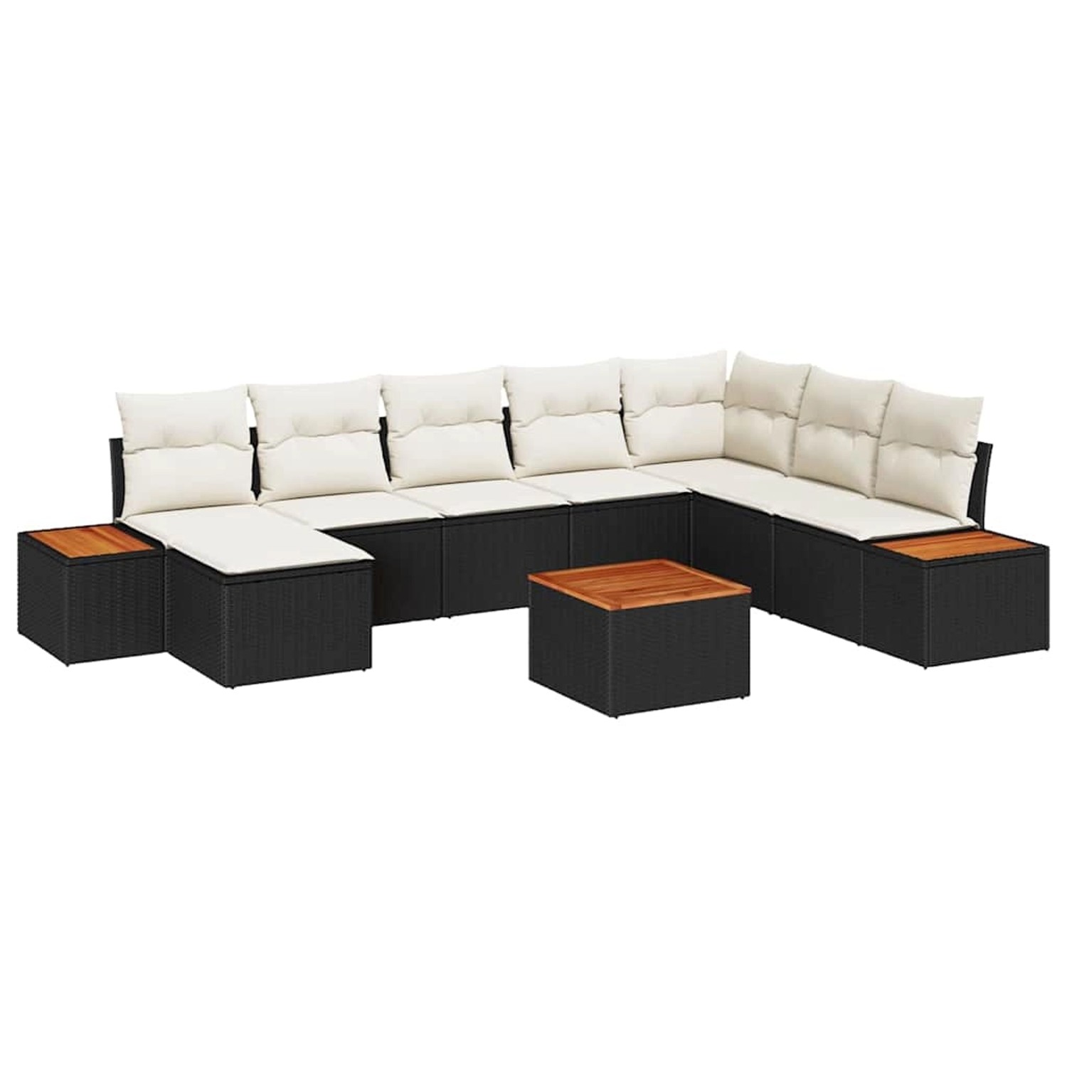 vidaXL Garten-Sofa-Set mit Kissen 9-Tlg Schwarz Poly Rattan 3348148 günstig online kaufen