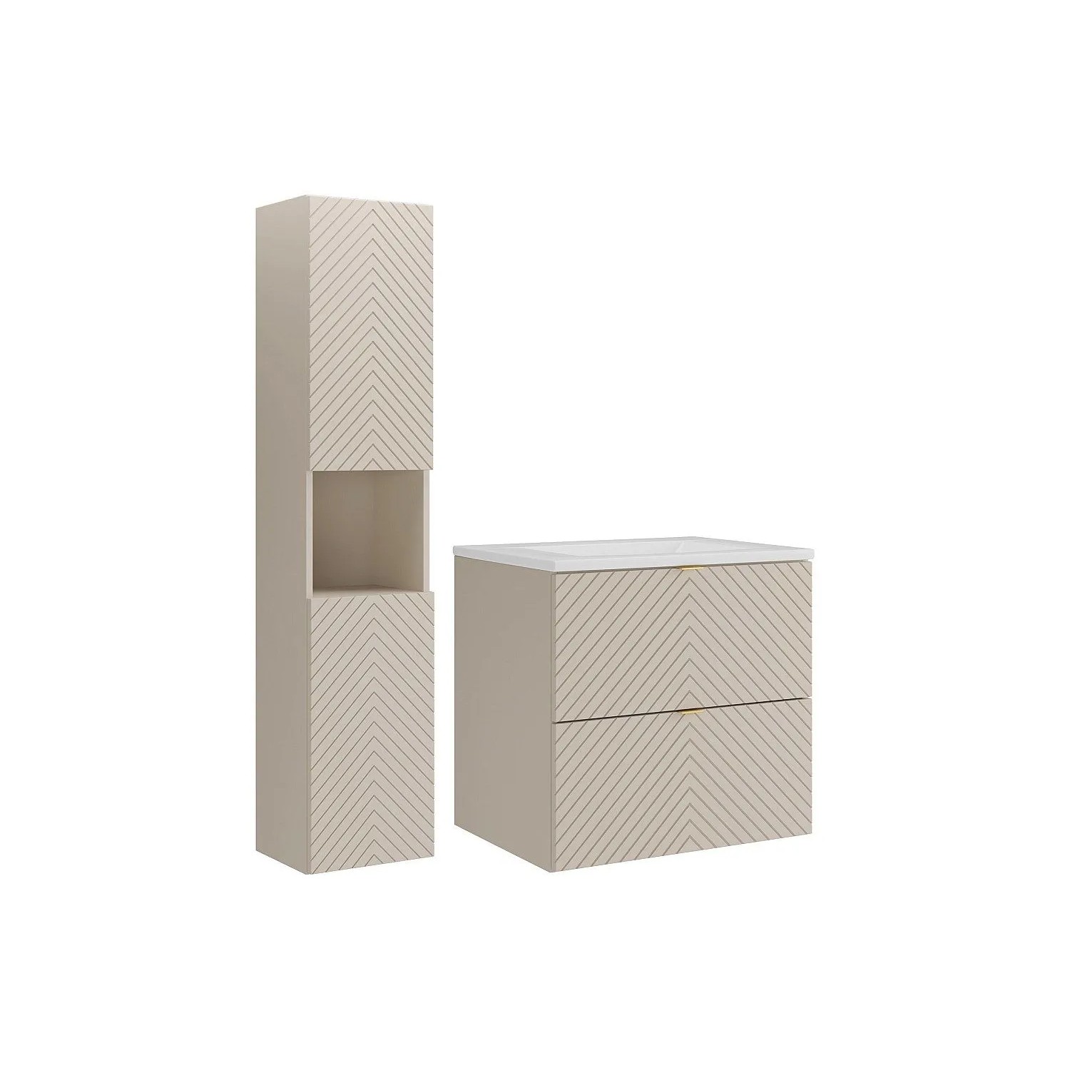 Vente-unique Badmöbel-Set Dorioni Beige 60 cm