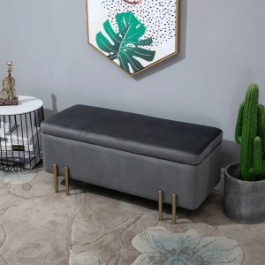 HOMCOM Sitzbank mit Stauraum Stoff Metall Gummiholz Dunkelgrau 100 x 40 x 42 cm