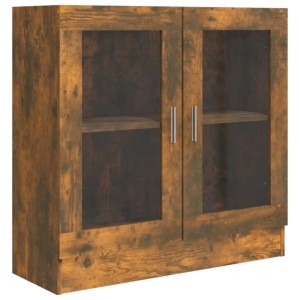 VidaXL Vitrinenschrank in Räuchereiche, 82,5x80 cm, mit Glastüren. Wandregal aus Holzwerkstoff.