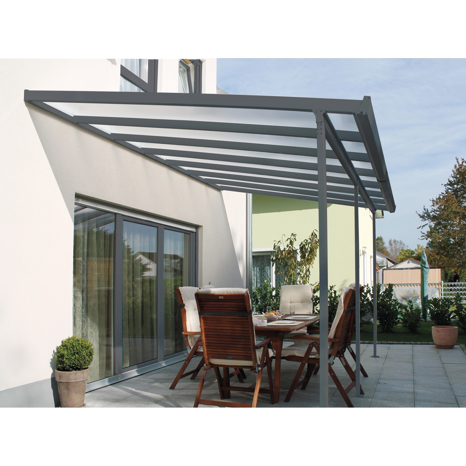 Gutta Terrassenüberdachung Bausatz Anthrazit 426 cm x 306 cm