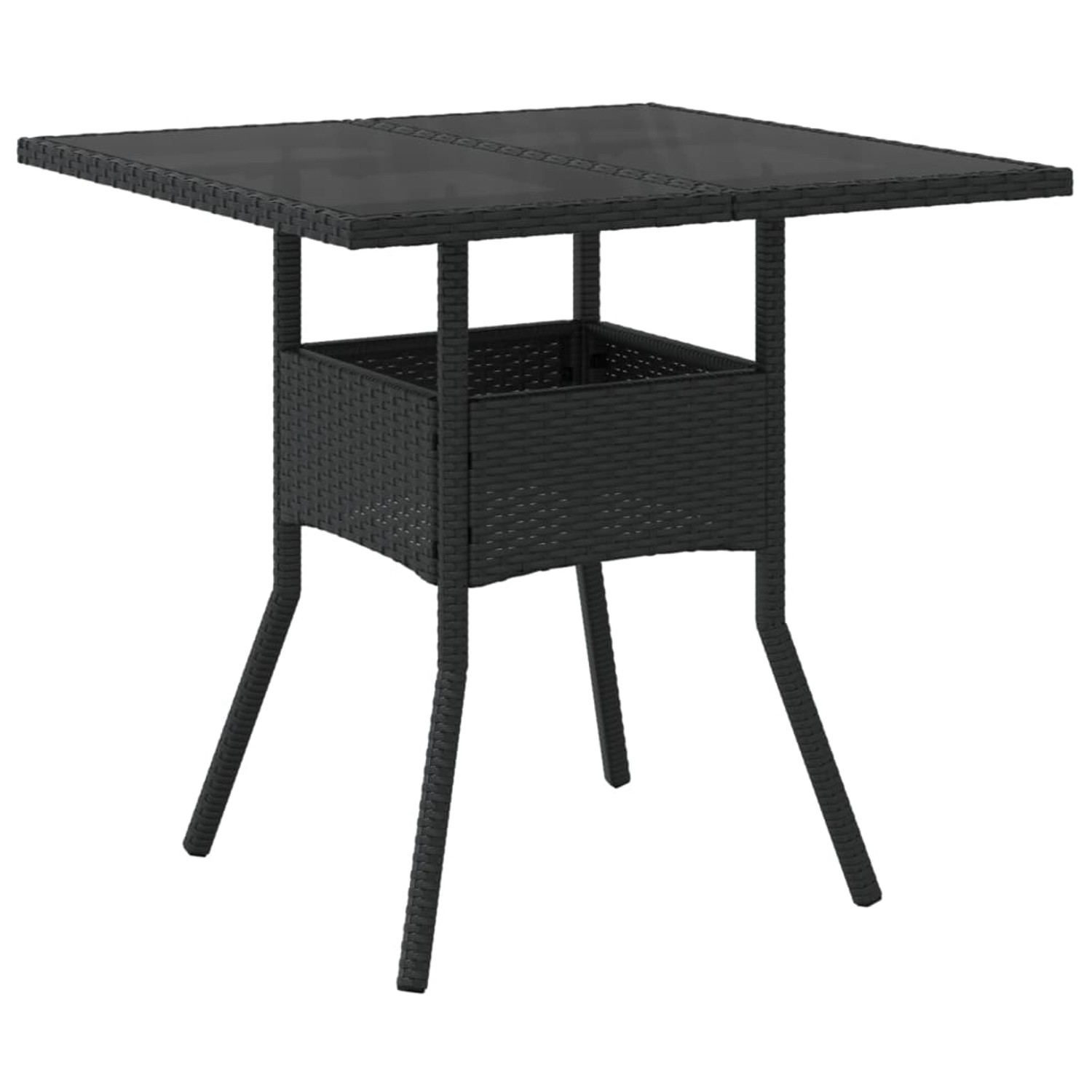 vidaXL Gartentisch mit Glasplatte Schwarz 80x80x75 cm Poly Rattan 365521 günstig online kaufen