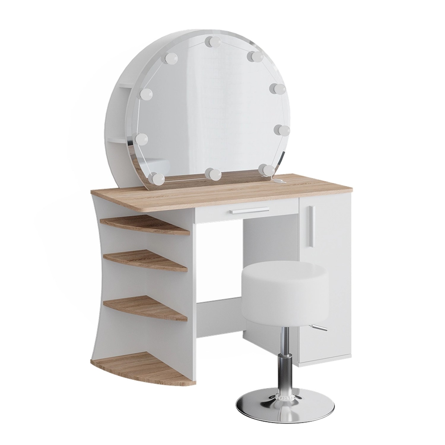 Vicco Schminktisch Almina Sonoma 100 cm mit LED Beleuchtung und Hocker günstig online kaufen