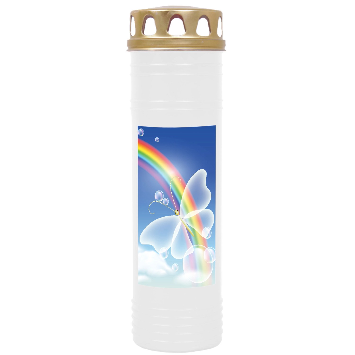 HS Candle Grabkerze Weiß 170h Deckel Gold Regenbogen 2 günstig online kaufen