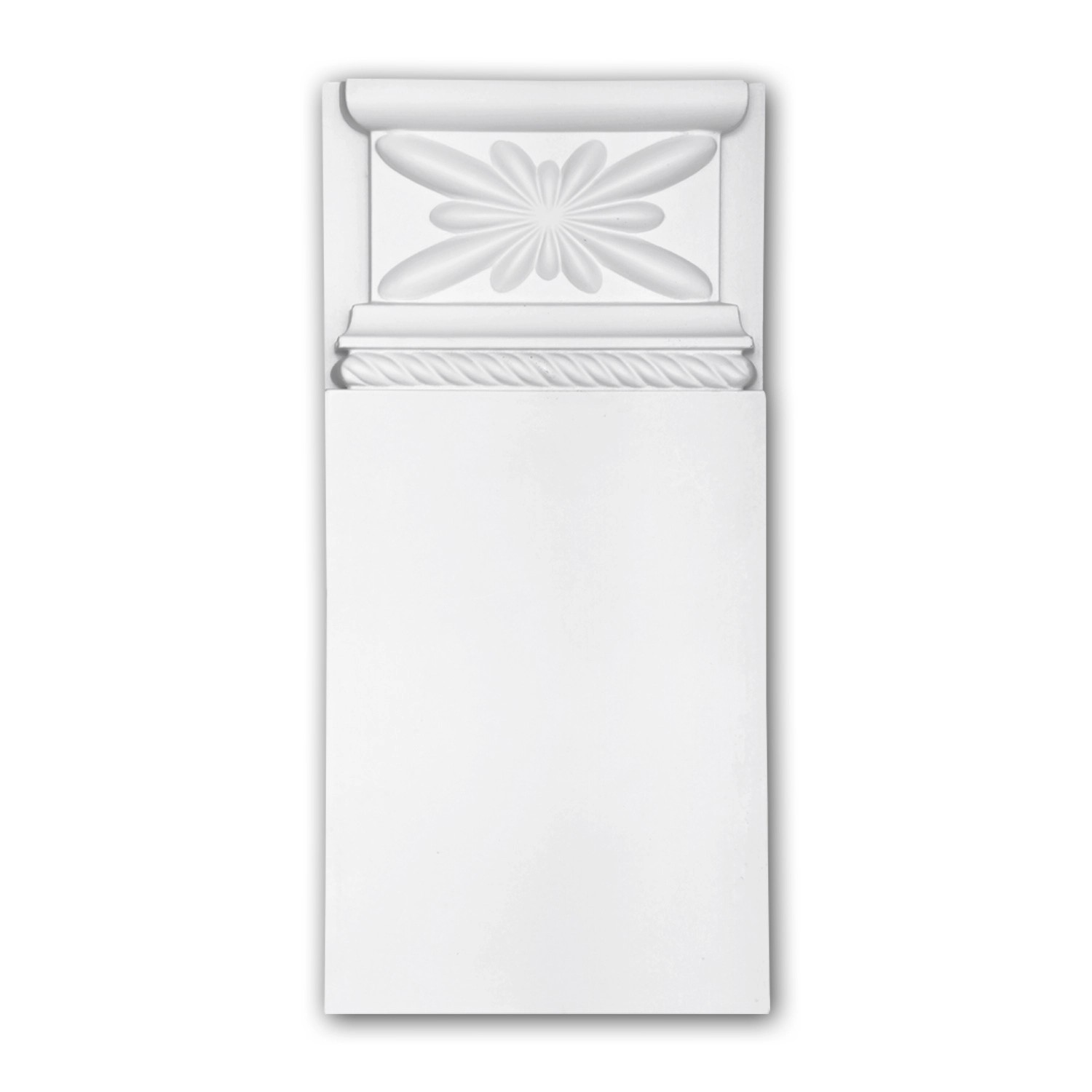 PROFHOME 154030 Zierelement Türumrandung Stuckdekor aus Polyurethan 10,9 cm x 23,0 cm x 2,9 cm Weiß