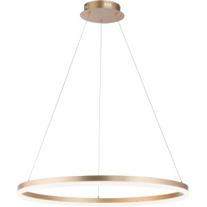 Moderne LED-Pendelleuchte Helia von Paul Neuhaus, 80 cm Durchmesser, Messing matt, dimmbar.