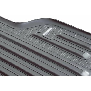 Schwarze Gummi Laderaumwanne für Ford Ranger ab 2012 mit hohem Rand, Detailansicht.