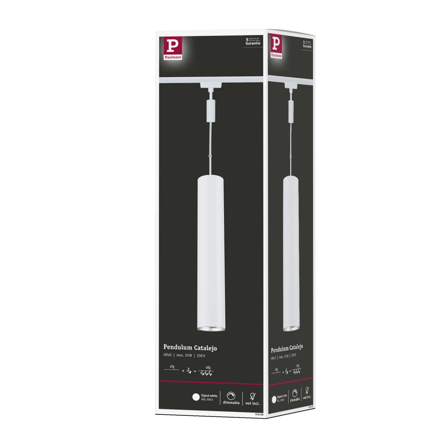 Paulmann URail Pendelleuchte Catalejo, signalweiß, 158,5cm, für LED-Schienensystem.