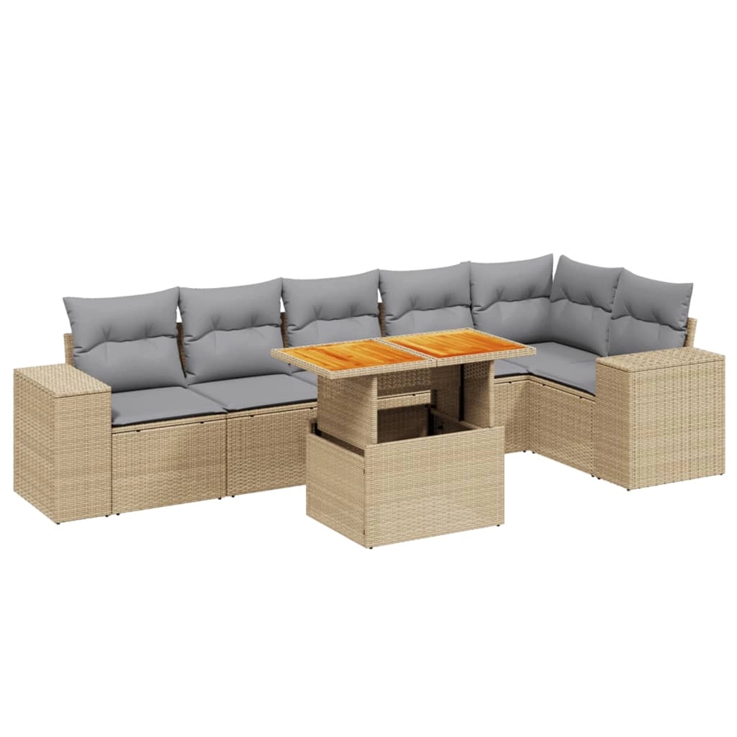 vidaXL 7-tlg Garten-Sofagarnitur mit Kissen Beige Poly Rattan Modell 329 günstig online kaufen