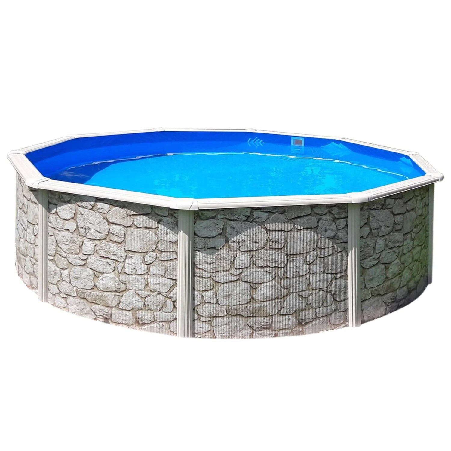 Waterman Stahlwandpool Rund 460 x 120cm Stahl 0,45mm Steinoptik Folie 0,3mm Blau Overlap