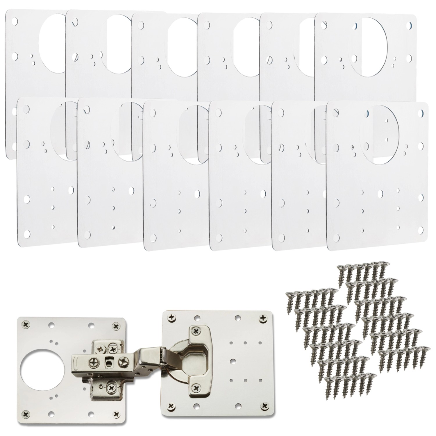 SOTECH 12 x Topfband Reparaturplatten Edelstahl 90 x 90 x 0,53 mm für T45 T48 Topfbänder mit Durchmesser 35 mm