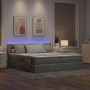 vidaXL Bett mit LED-Lichtleisten Hellgrau 200 x 200 cm Stoff 3371591_6
