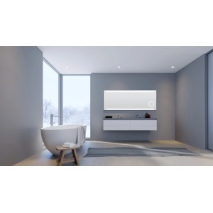 DSK Design LED-Lichtspiegel Silver Conde 160x60 cm im modernen Badezimmer.